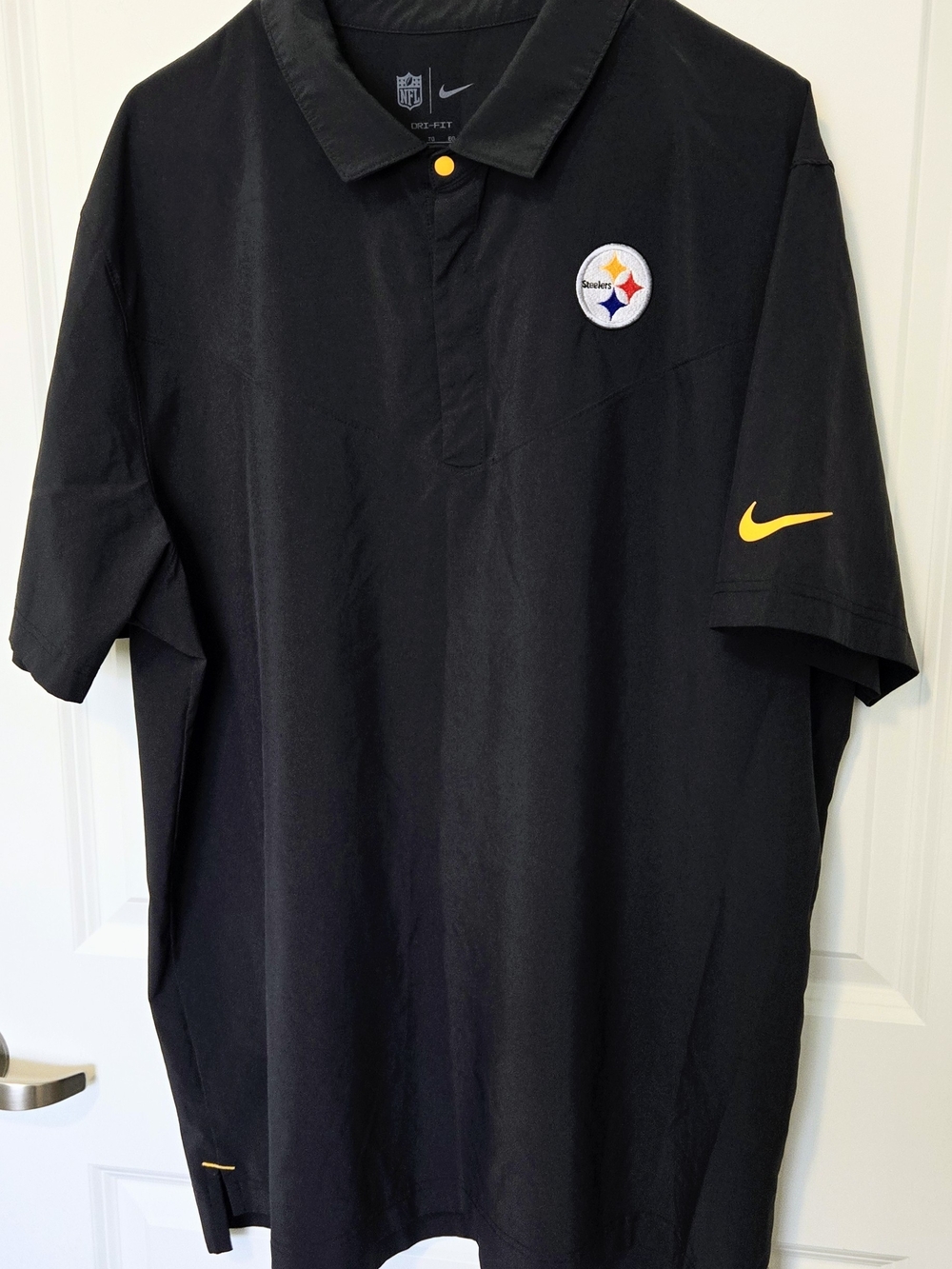 Nike Men’s Black Pittsburgh Steelers Polo Shirt On-field Dri-fit XL Nfl Clean